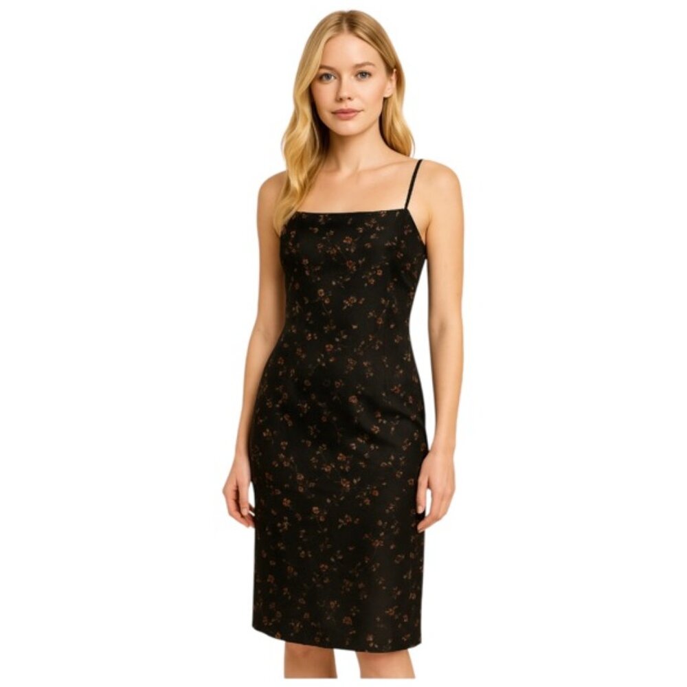 Margie Tsai XS Black Printed Vintage Spaghetti Strap Asian Inspired Dress